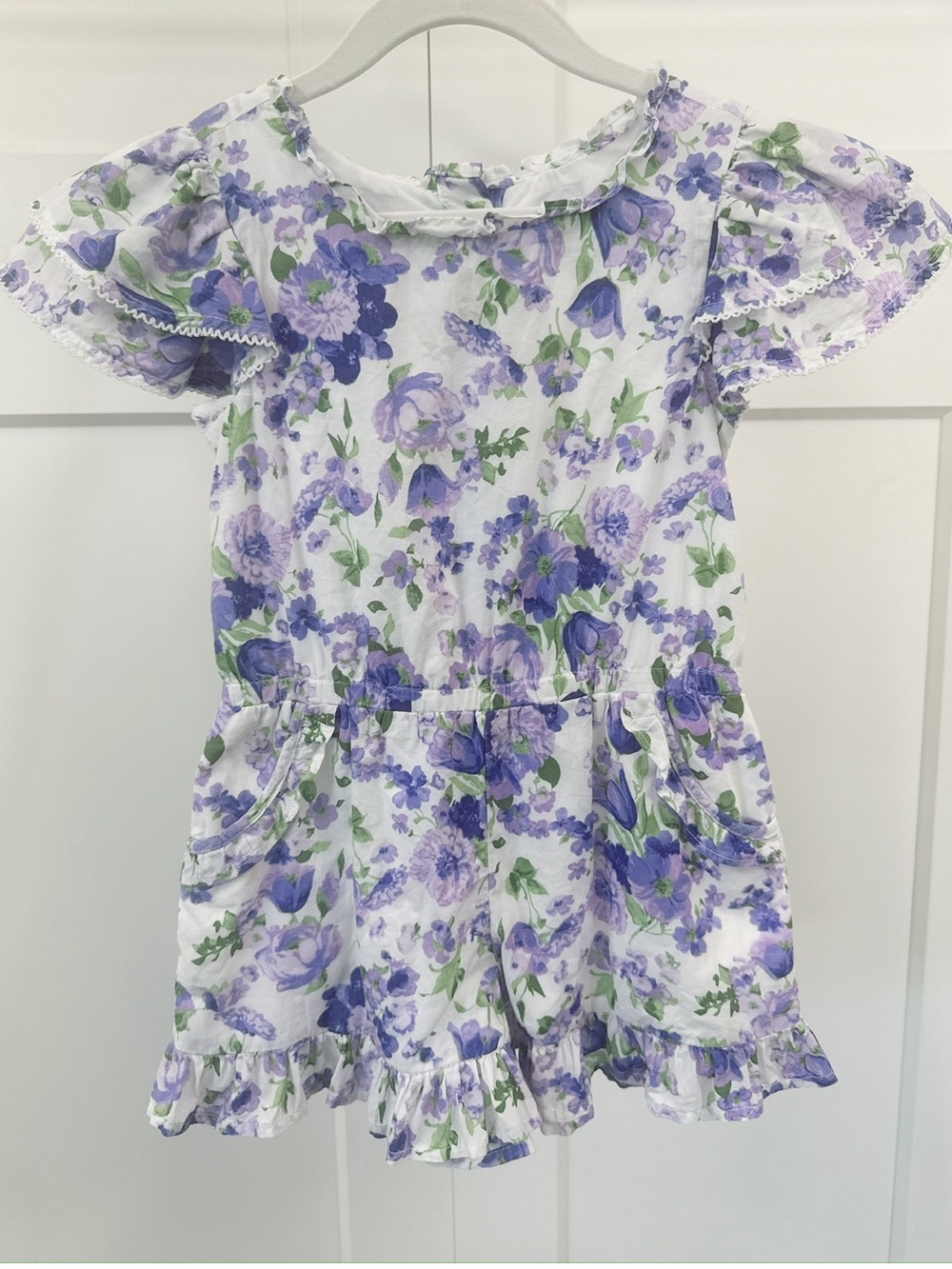 Janie & Jack Floral Lavender Romper - Purple/White